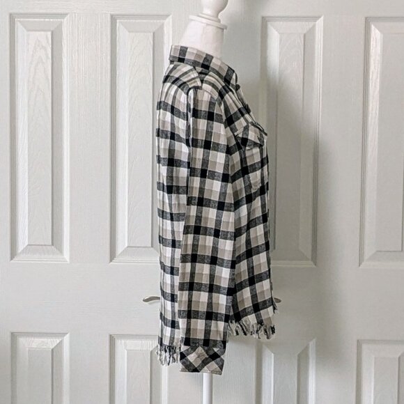 CURRENT/ELLIOTT  Long Sleeve Button Down Shirt Top  Size 2  Black Tan Plaid NWT - Picture 3 of 8